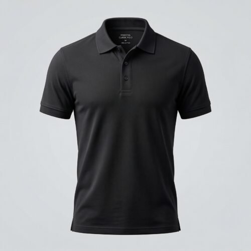 Men’s Classic Black Polo Shirt – Minimalist Slim Fit Casual Essential